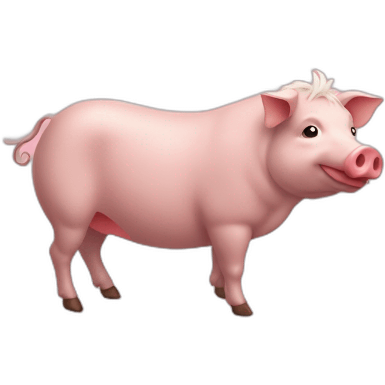 Cochon qui fait un cœur avec un cheval emoji