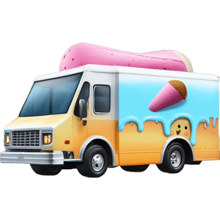 hot wheels sporty 20 foot long juice hole Ice Cream step van  emoji