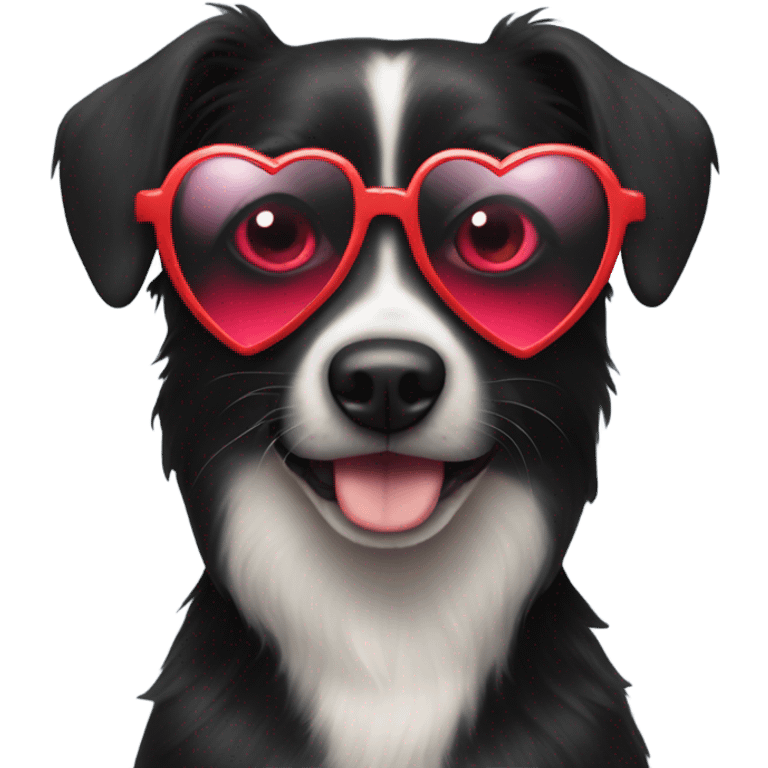 a black dog with heart sunglasses  emoji