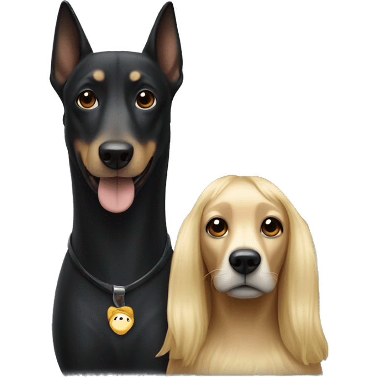 Black long nosed dog with blonde woman emoji