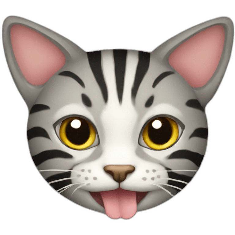 Striped cat eating  emoji