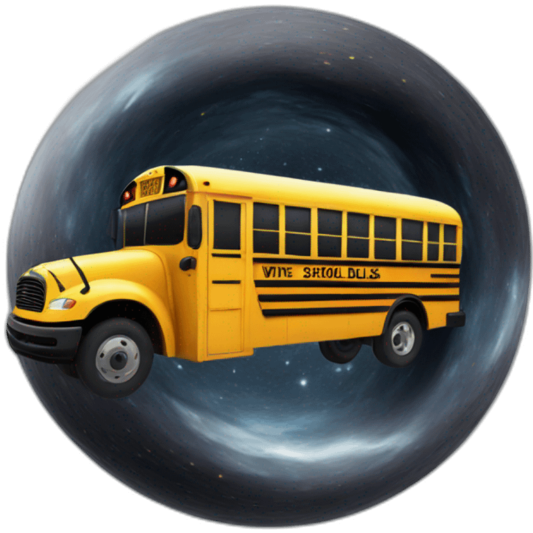 Black hole with school bus emoji