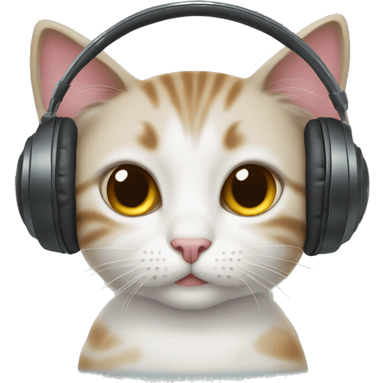 cute cat wearing headphone emoji