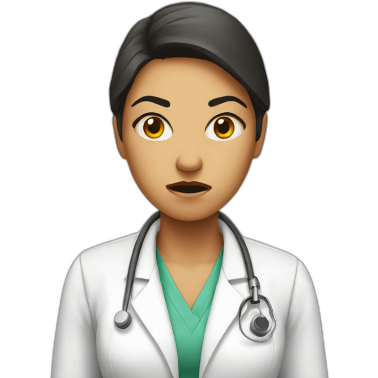 Angry women in lab coat emoji