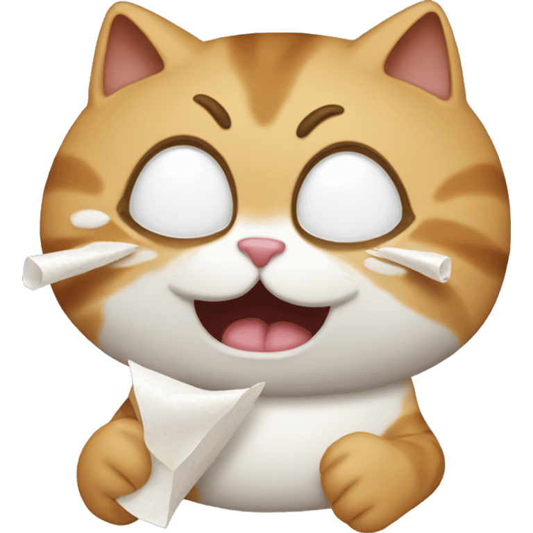 Crying cat eating eggrolls emoji