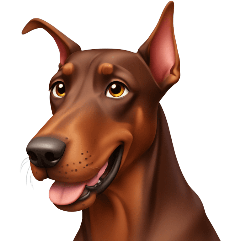 Red Doberman without cropped ears face facing front happy expression  emoji