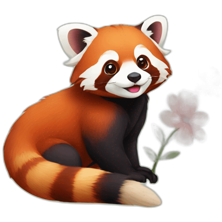 red panda with flower emoji