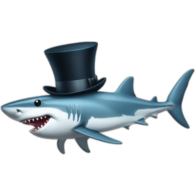 Shark with a top hat emoji