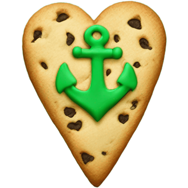 cookie heart with green anchor emoji