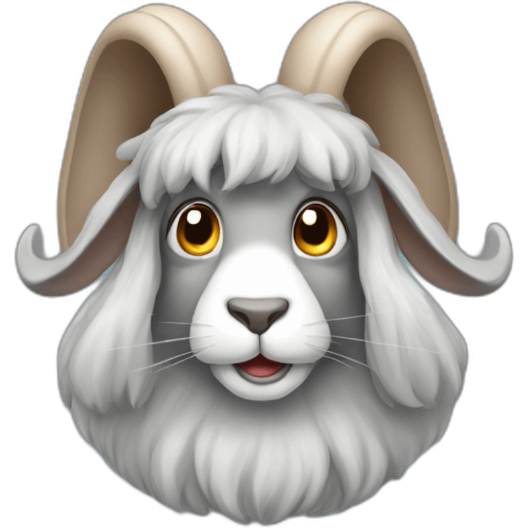 gray long-haired ram's head rabbit emoji