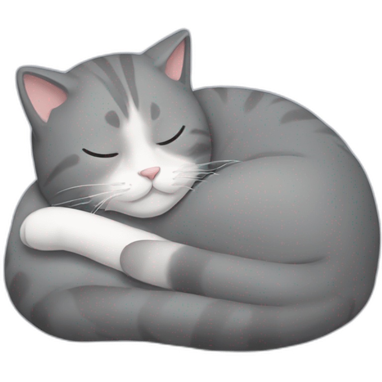 Sleeping Grey cat with White paws and belly  emoji