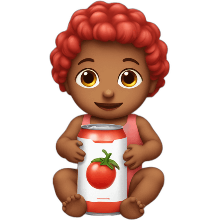 baby with canned tomato juice in each hand emoji