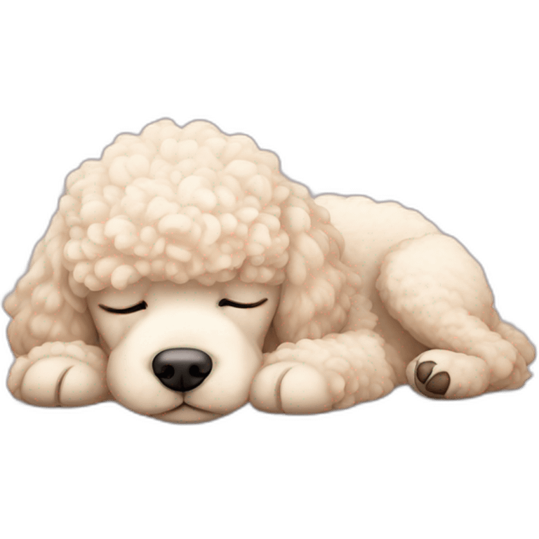 cream poodle sleeping emoji