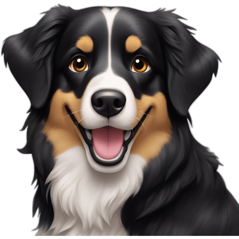 a black golden retriever border collie cross breed dog smiling emoji