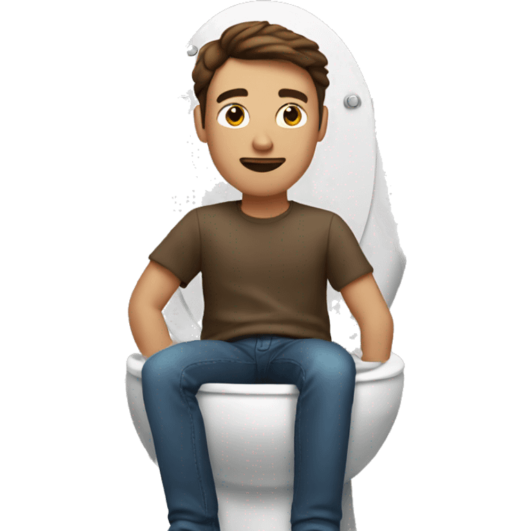 Brown haired man in a toilet emoji