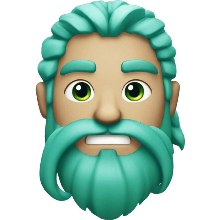 Viking with cyan and green hair and beard winking emoji