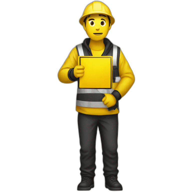 guy holding a yellow and black warning signal emoji