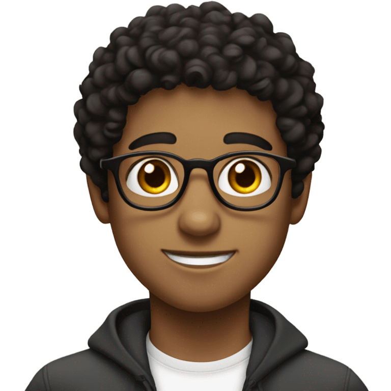 boy with dark curly short hair, glasses, white, jewish emoji