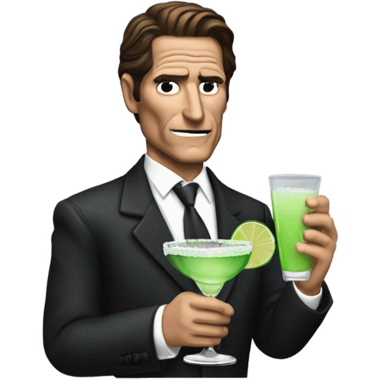 Patrick Bateman holding a margarita glass emoji