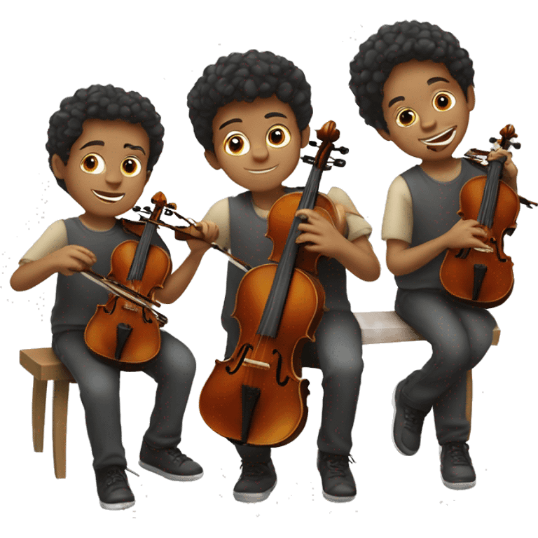 Cuatro niños con violines emoji