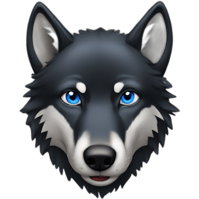 black wolf blue eyes drinking beer emoji