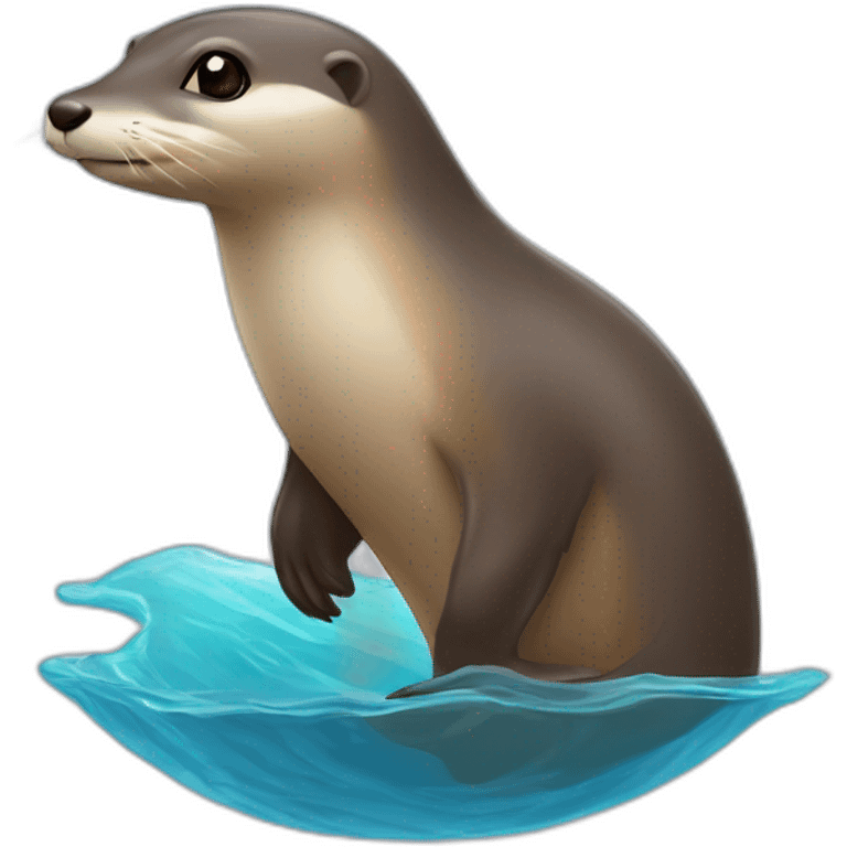 Une loutre sur un dauphin emoji