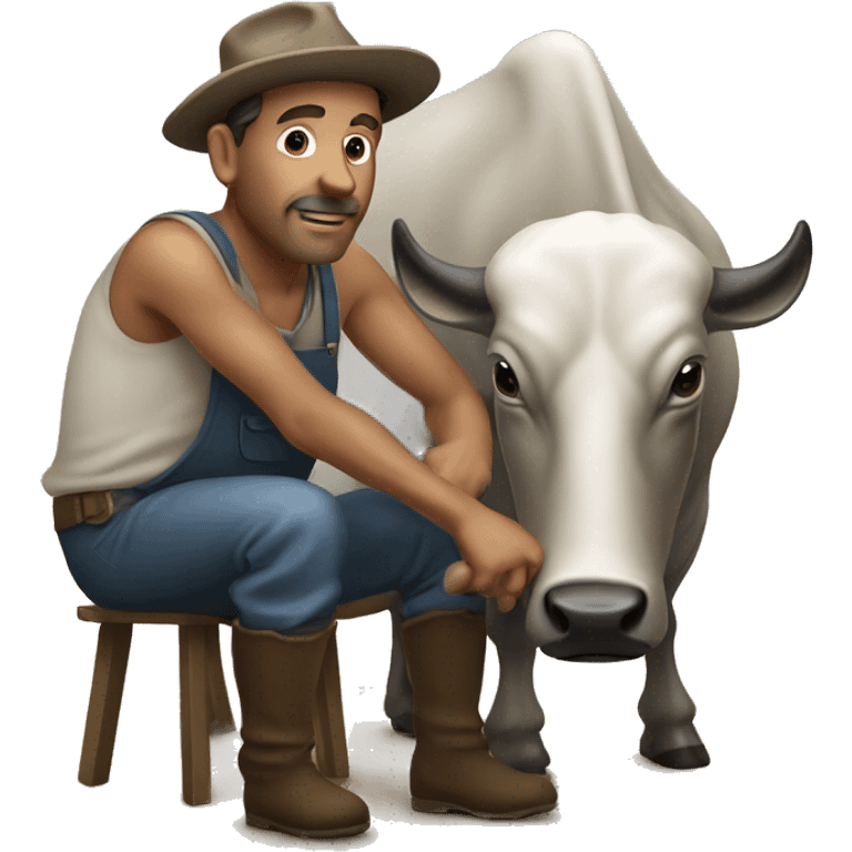 man milking buffalo emoji