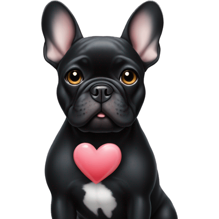 Black French bulldog with heart  emoji