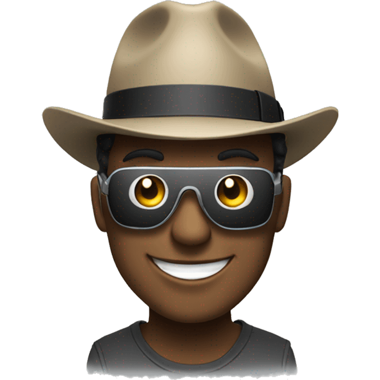 happy with a fedora and vr headset emoji