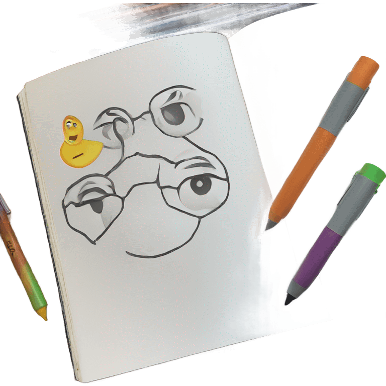 Colouring pens and book emoji