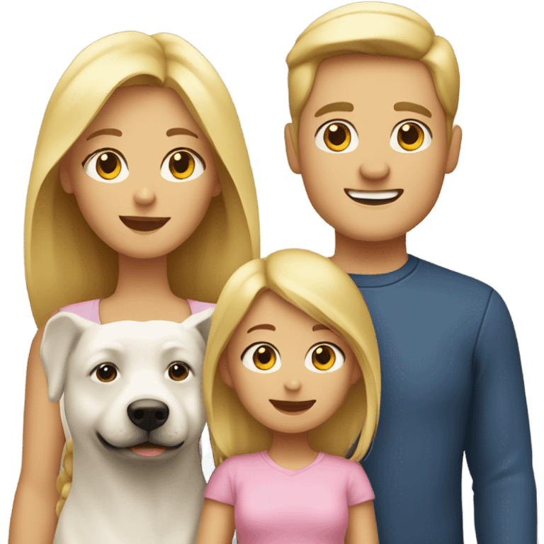 blonde family of four with a small dog emoji