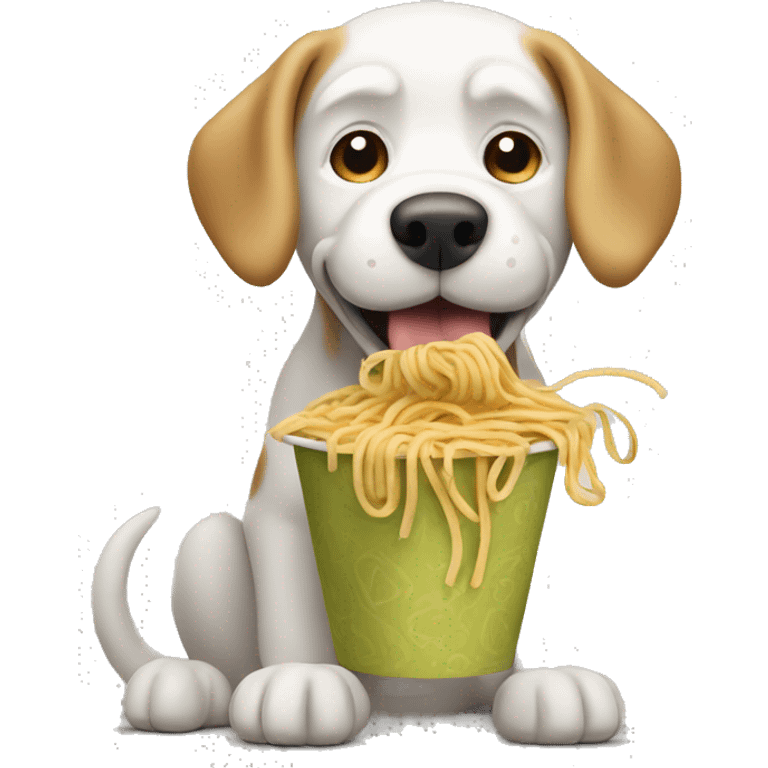 Dog eating noodles emoji