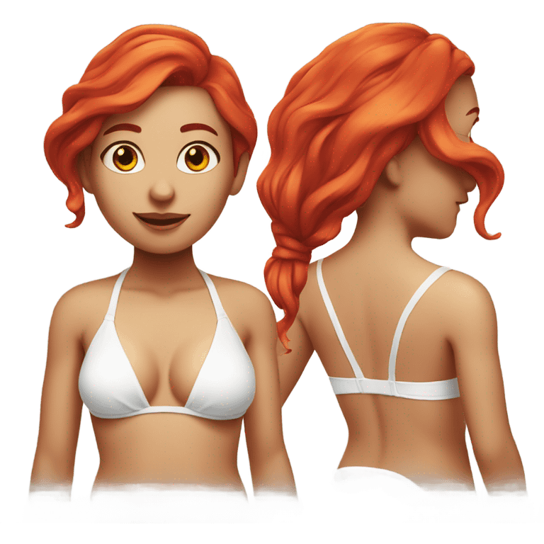 Red hair white big bikini emoji