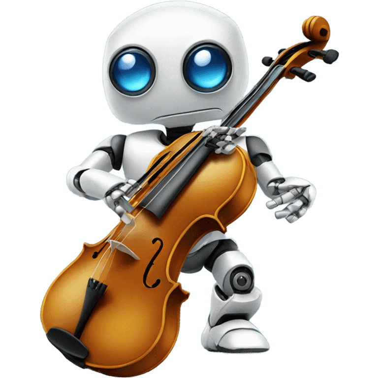 cute robot holds a violin emoji