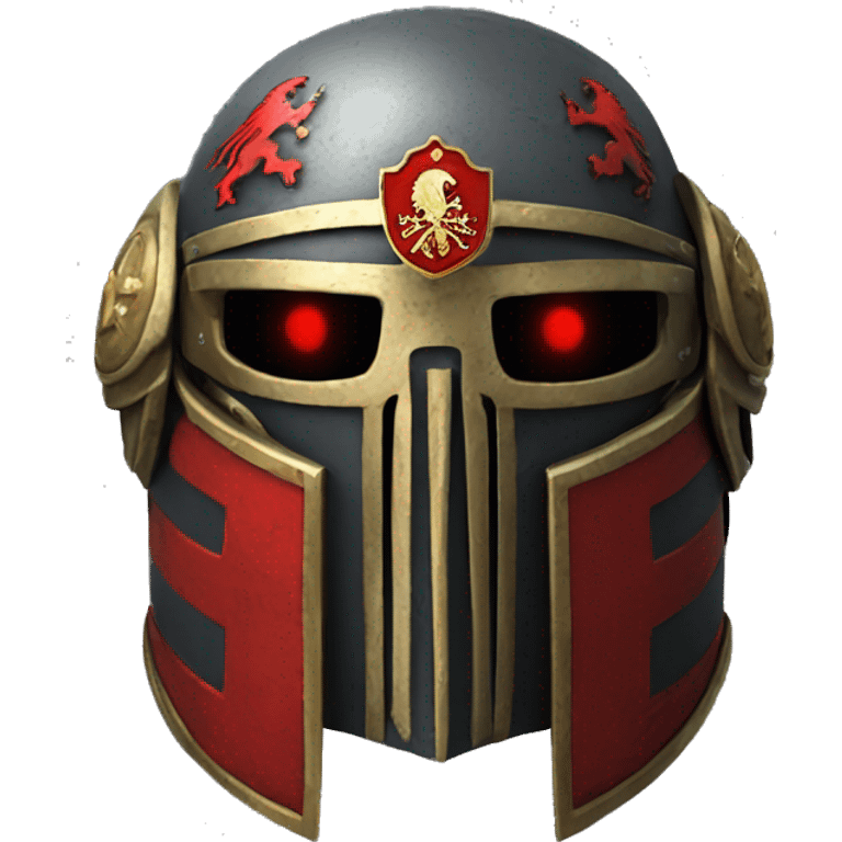 Warhammer 40K helmet with red lenses, featuring the Russian coat of arms. emoji