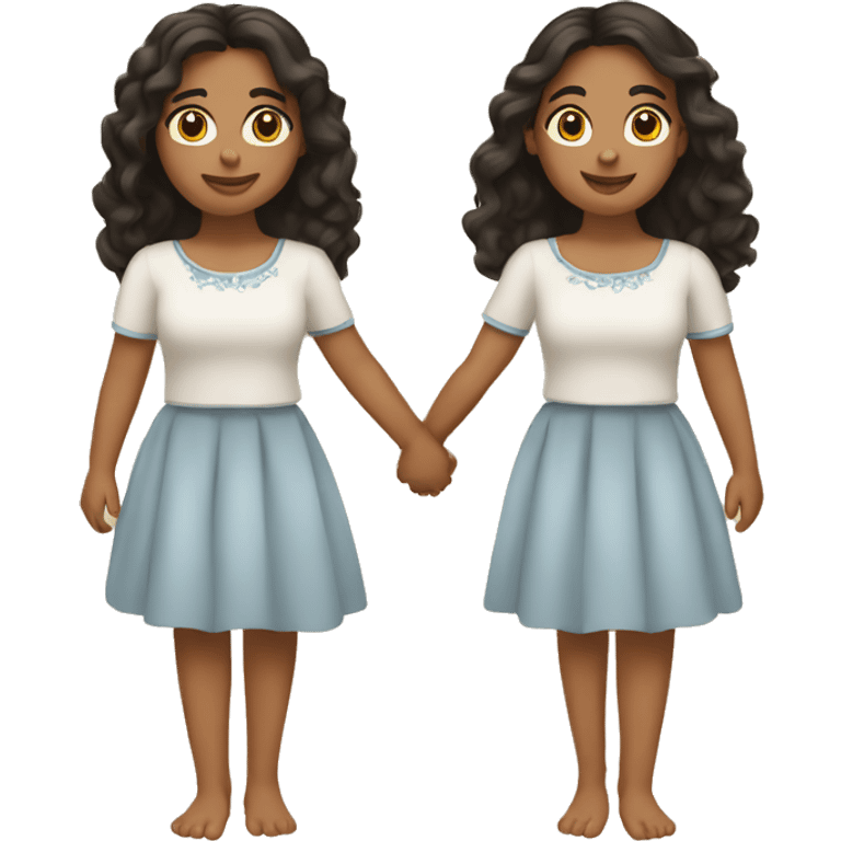 latina twins holding hands emoji