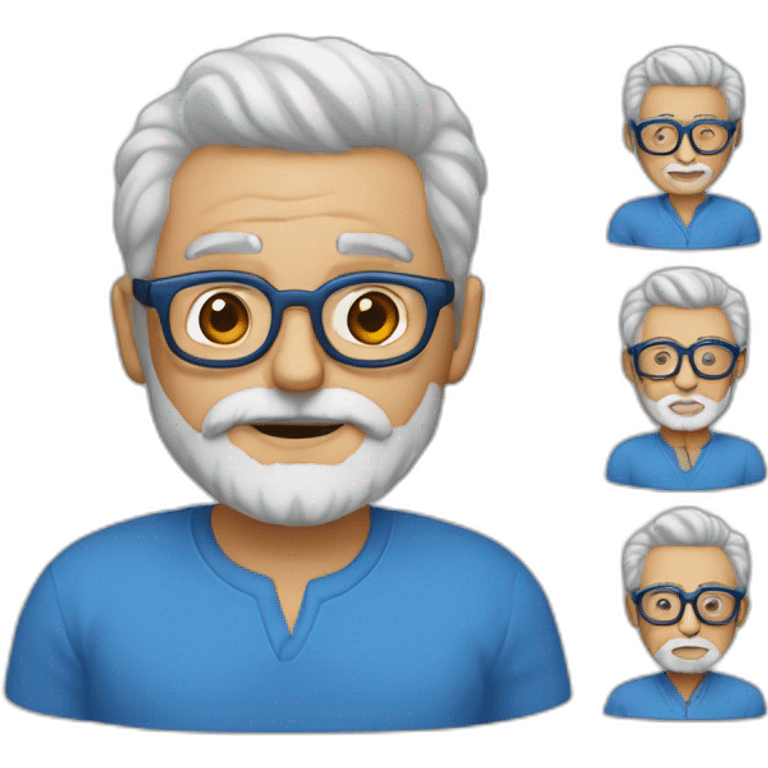 Abuelo lentes azules pelo corto y barba corta emoji