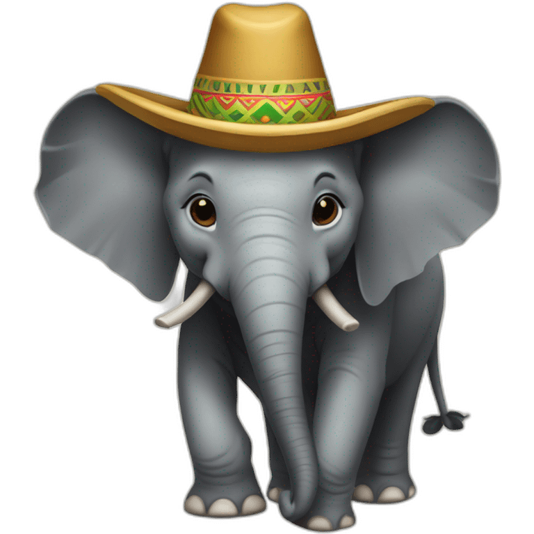 Borneo pygmy elephant wearing sombrero emoji