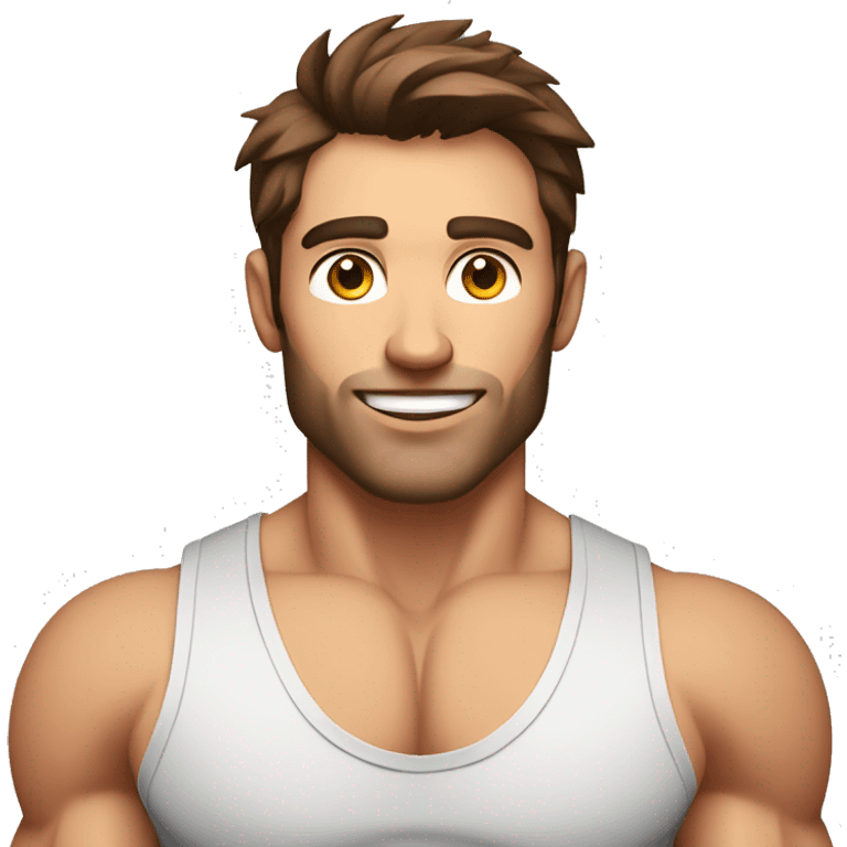 nutritionist, handsome and ripped primal looking man with brown hair emoji