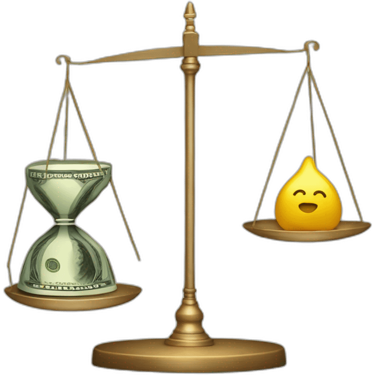 money and hour glass on a balance emoji