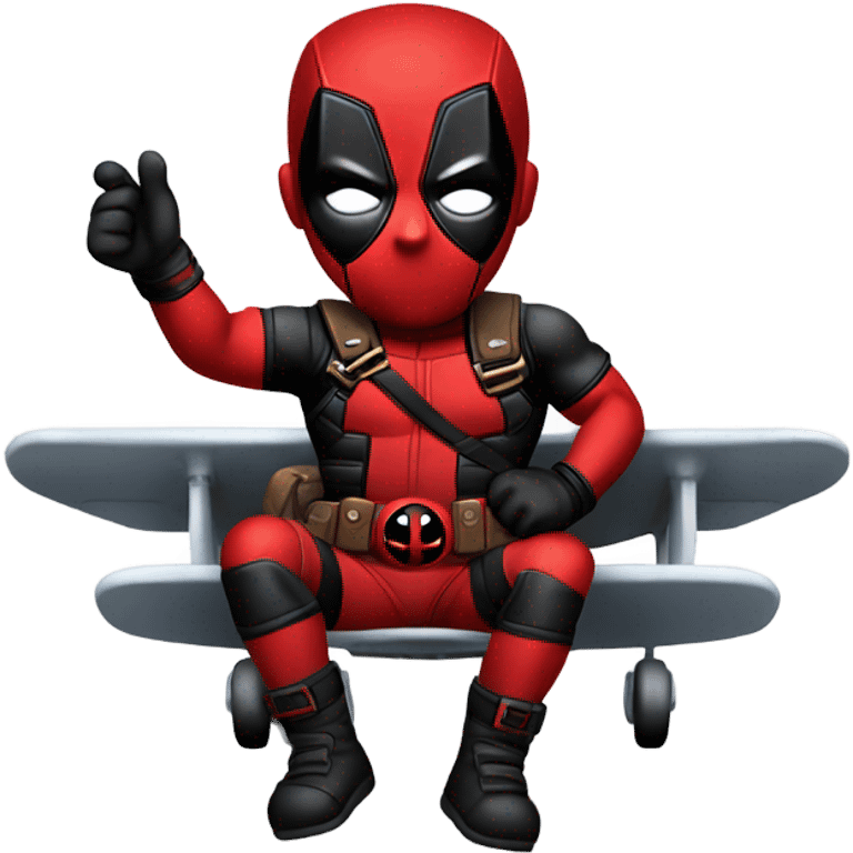 Deadpool riding an airplane emoji