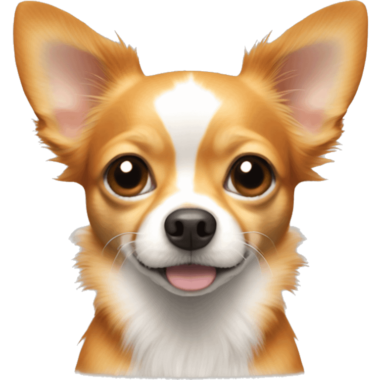 Orange chihuahua with a white spot on the muzzle and long fur emoji