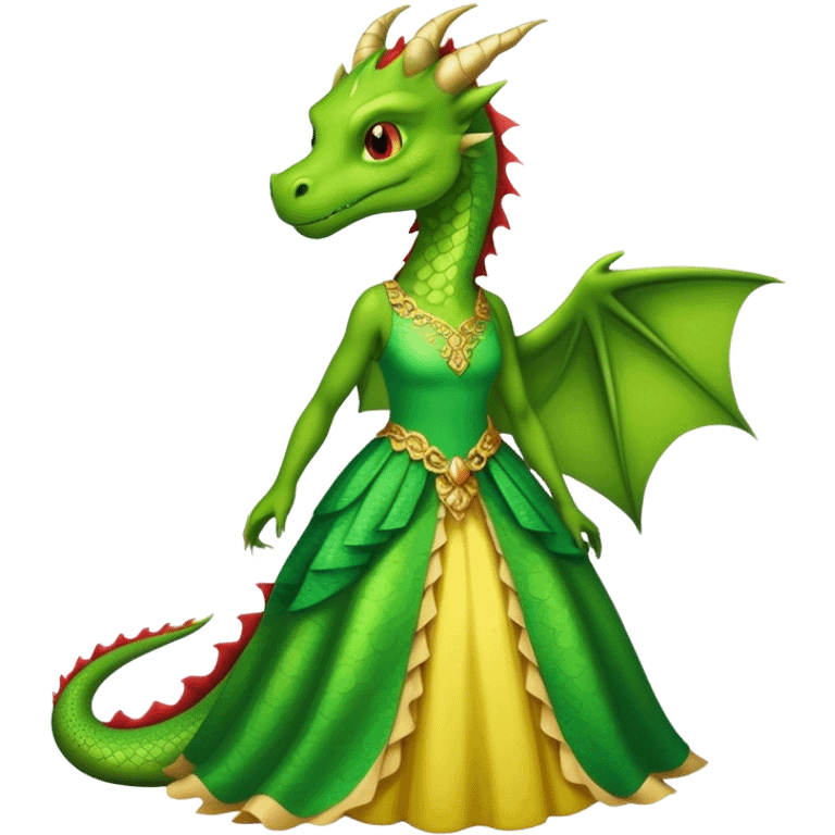 A dragon wearing a dress emoji