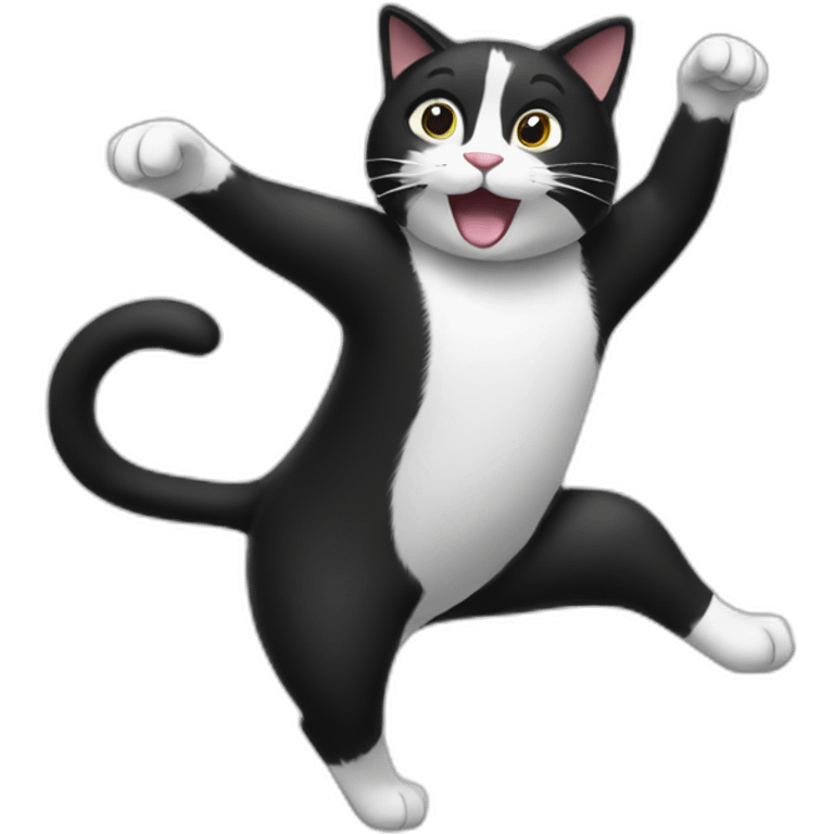 dancing black and white cat emoji