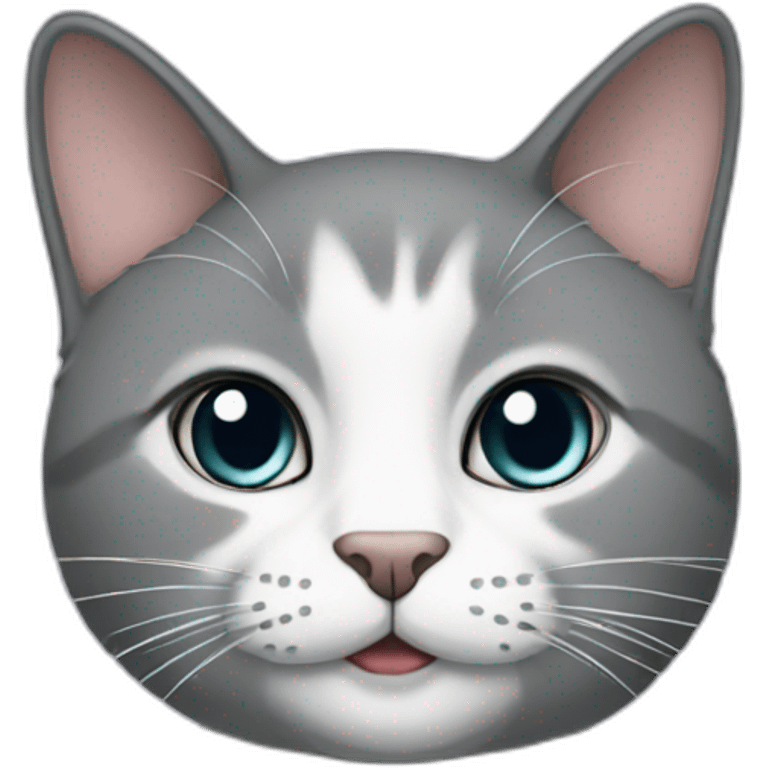 grey cat with white collar and flowers emoji