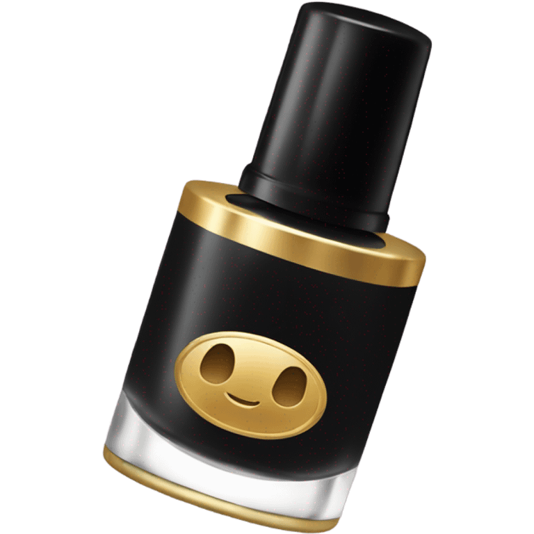 Black nail polish bottle with gold cap emoji