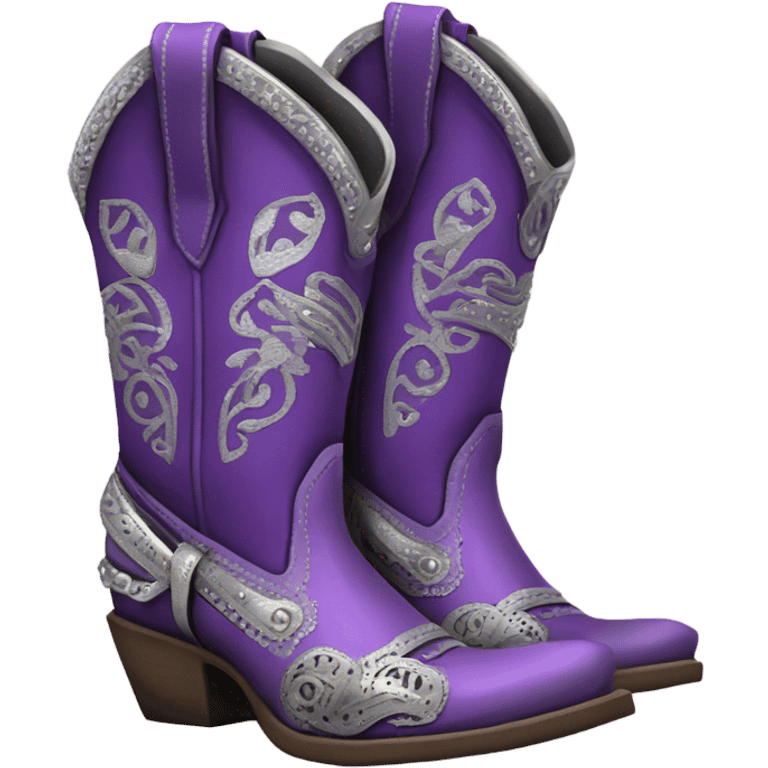 purple and silver cowgirl boots emoji