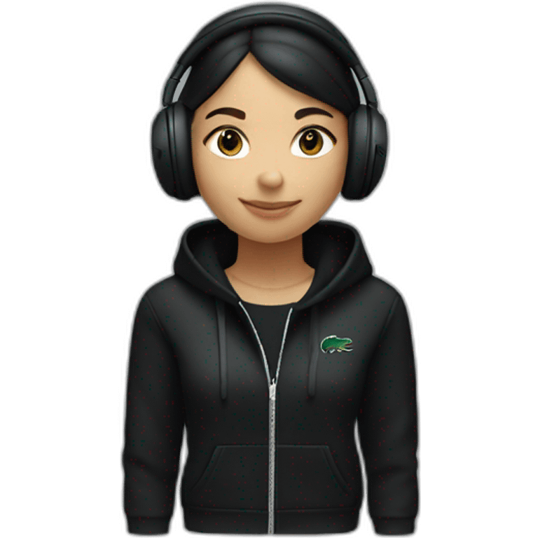 Lacoste headphone latina girl with black lacoste hoodie emoji