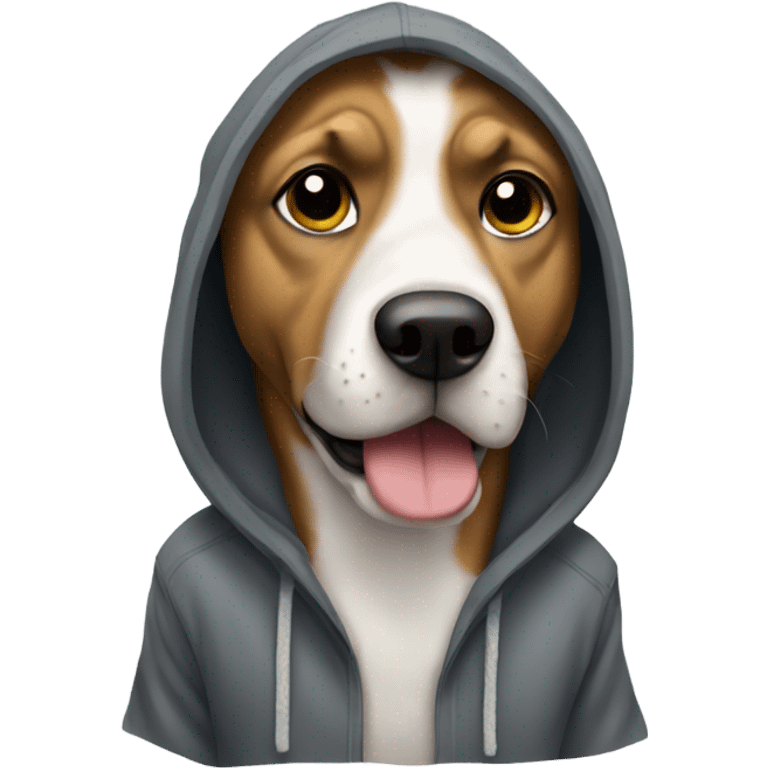 A dog wearing a hoodie emoji