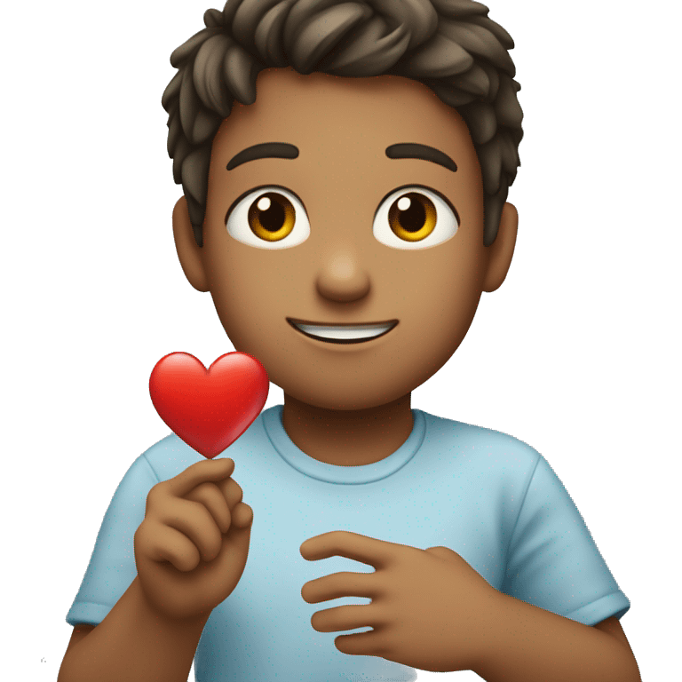 boy giving heart to girl emoji